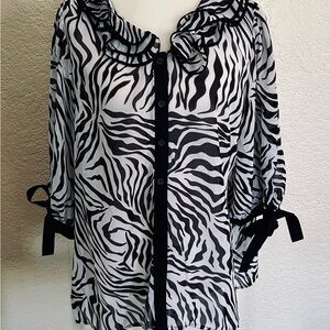 Zebra Print Ruffle Blouse XL